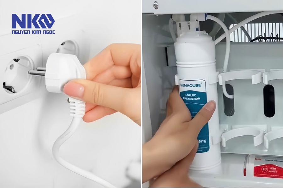 Các bước chi tiết để thay lõi lọc nước Sunhouse: