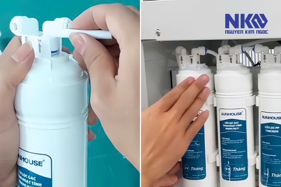 Các bước chi tiết để thay lõi lọc nước Sunhouse: